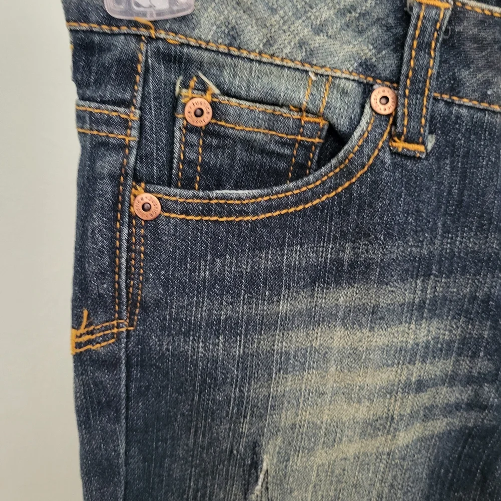 Justice Premier Jeans Girls 14 Slim 14S Dark Wash Super Skinny Denim Jeans Patch